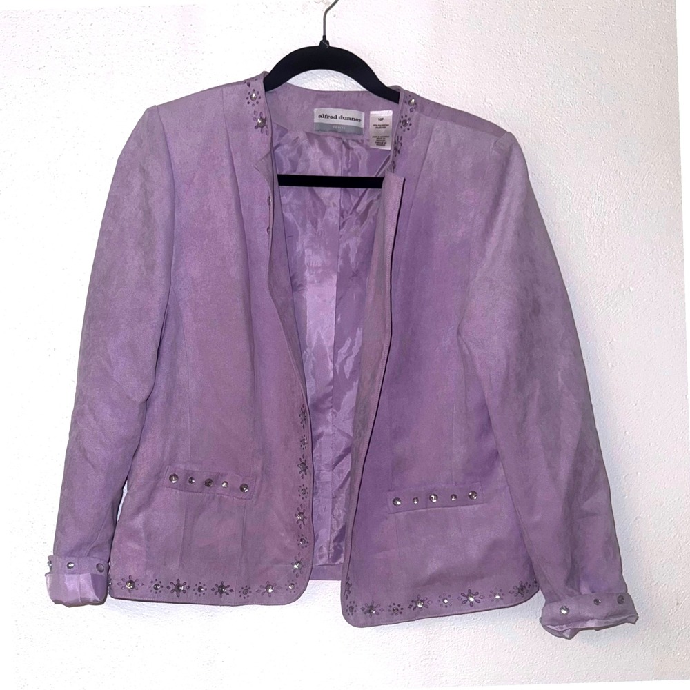 10p Alfred Dunner Petite Lavender Rhinestone Embellished Jacket Women's Blazer